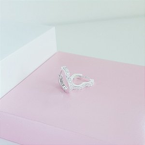 Argola Clique 10mm Coração Prata 925