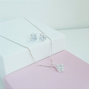 Conjunto Ponto de Luz Zirconia Prata 925
