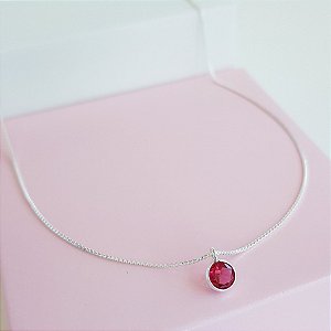 Colar com Pingente Zirconia Rosê Prata 925