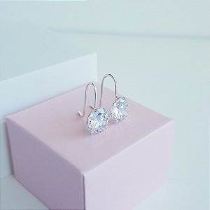 Brinco Gancho Zirconia Prata 925