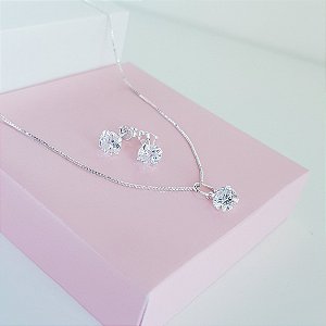 Conjunto Ponto de Luz 6mm Prata 925