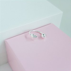 Piercing Fake Coração e Bolinha Prata 925
