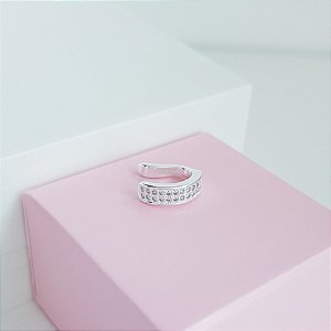 Piercing Fake Cravejado Fileira Dupla Prata 925