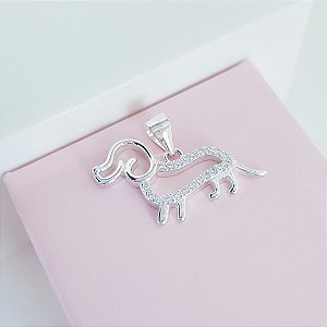 Pingente Doguinho Detalhes Zirconia Prata 925