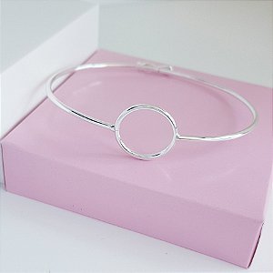 Pulseira Rígida Fio Redondo com Detalhe Prata 925
