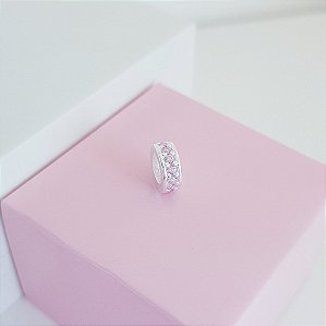 Pingente Argola Cravejada Rosa Claro Prata 925