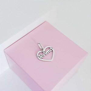 Pingente Coração Vazado Te amo Prata 925