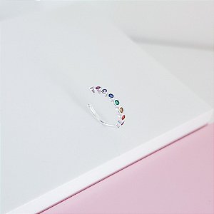 Percing Fake Zirconias Coloridas Cravejadas Prata 925
