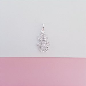 Pingente Menina com detalhes Zirconias Prata 925