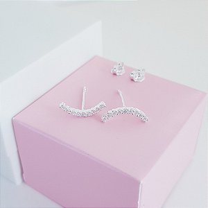 Brinco Ear cuff Mini Cravejado Zirconias Prata 925