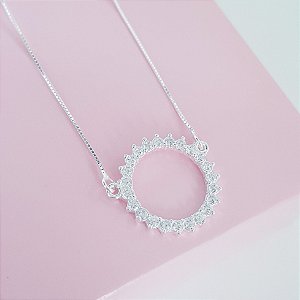 Colar com Pingente Cravejado Prata 925