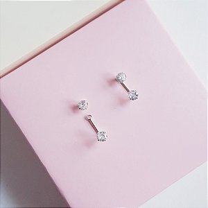 Brinco Zirconia Ponto de Luz 2 em 1 Prata 925