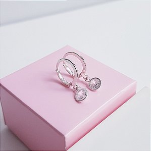 Argola Clique com Pingente Zirconia Prata 925