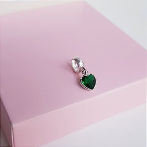 Pingente Coração Verde Esmeralda Prata 925