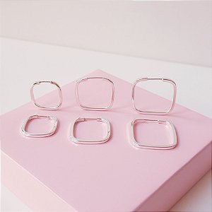 Argolas Quadradas em Prata 925