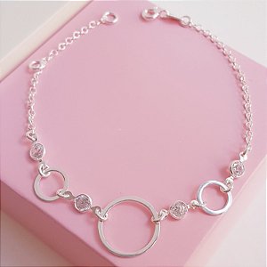 Pulseira Circulos Vazados com Zirconia Prata 925