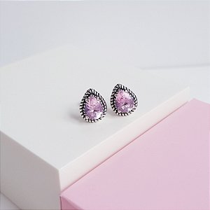 Brinco Zirconia Rosa Prata 925