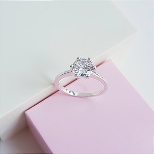Anel Solitário Zirconia 7mm Prata 925