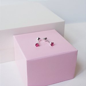 Brinco Ponto de Luz Zirconia Rosê Prata 925