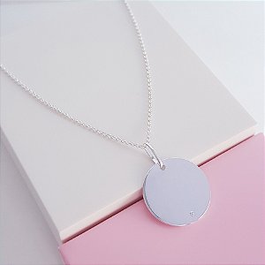 Colar com Pingente Redonda Personalizável com Zirconia Prata 925