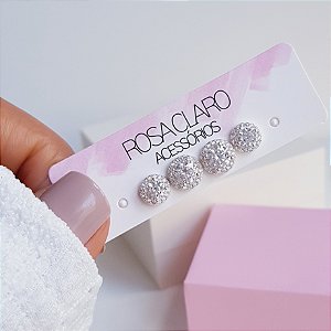 Kit Brincos Ponto de Luz Cravejado Prata 925