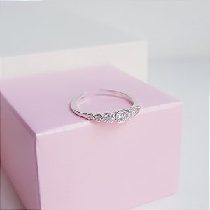 Anel Falange Delicada Zirconias Prata 925