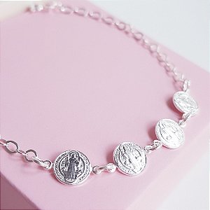 Pulseira Medalhas São Bento Prata 925