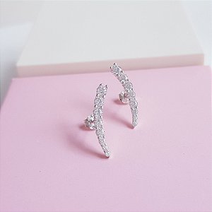 Brinco Ear Cuff Cravejado Zirconias Prata 925