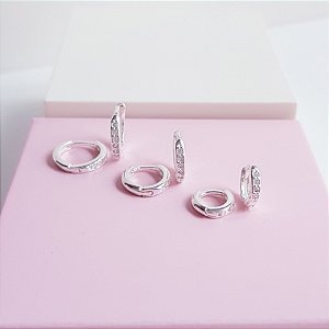 Argolas Cliques Cravejadas Prata 925