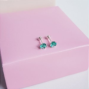 Brinco Ponto de Luz Zirconia Verde Prata 925