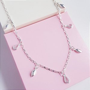 Choker Pingentes Gotinhas de Prata e Zirconias Prata 925