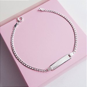 Pulseira Chapinha Personalizável Adulto Prata 925