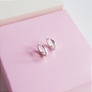 Argola Clique Fio Quadrado 12mm Prata 925