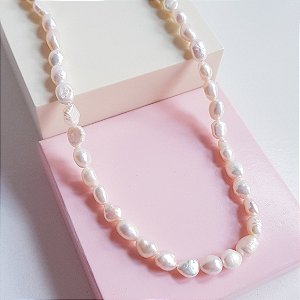 Choker de Pérolas Naturais Água Doce Prata 925