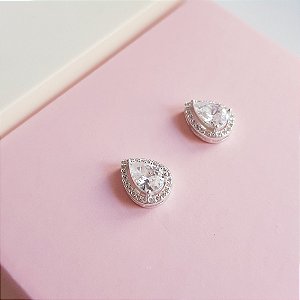 Brinco Ponto de Luz Gota Cravejada Prata 925