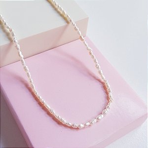 Choker de Pérolas Naturais Água Doce 3MM Prata 925