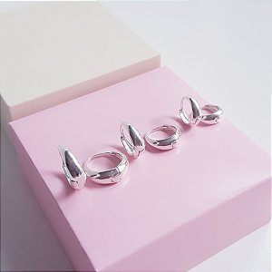 Trio Argolas Clique Gota Prata 925