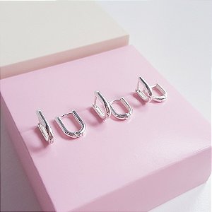 Trio Argolas Clique Oval Prata 925