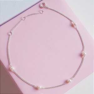 Pulseira Grumet com Pérolas Prata 925