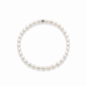 Pulseira Pérolas Naturais com Bolinha Prata 925
