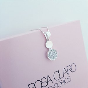 Colar e Pingente com MicroZirconias em Prata 925