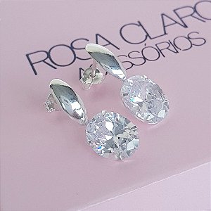 Brinco Gota Zirconia Prata 925