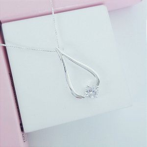 Pingente Gota Zirconia 29mm em Prata 925
