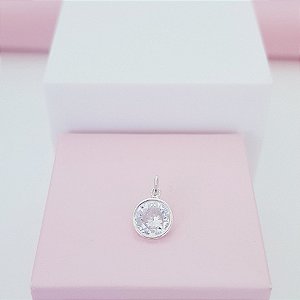 Pingente Ponto de Luz Zirconia 6mm com acabamento na Prata 925