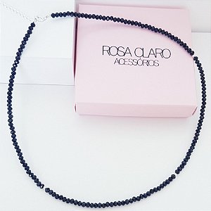 Choker Cristais Preto 37cm Prata 925