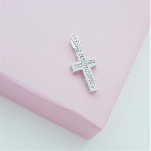 Pingente Cruz Cravejada Zirconias Prata 925