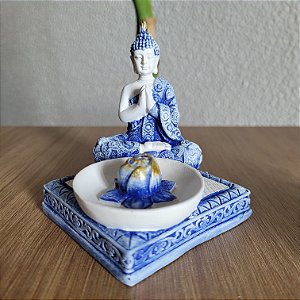 Incensário Buda Meditando Azul