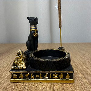 Incensário e Porta Vela Egípcio Gato