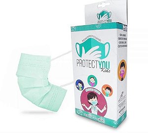 Máscara cirúrgica descartável tripla proteção infantil azul (caixa com 25 unidades) - Protect You Kids