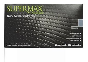 Luva Procedimento Nitrilo Sem Pó Black Tamanho M - Supermax